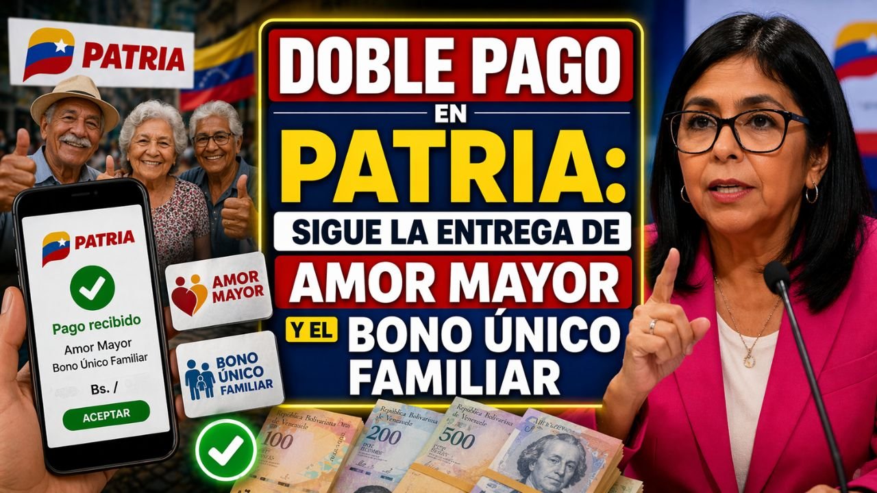 Doble pago en Patria: Sigue la entrega de Amor Mayor y el Bono Único Familiar